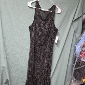 Candlelite Elegant Black and Gold Floral Sleevless Women's Dress 3x